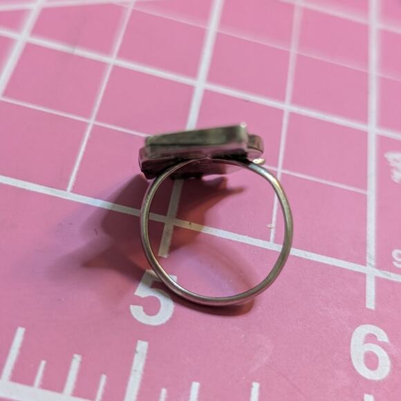 Vintage Native American Zuni Turquoise Sterling Silver Owl Inlay Ring Size 3.75 - Picture 5 of 7